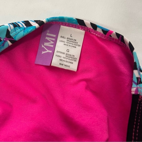 YMI Women’s Large 2 Piece Swimsuit Vibrant Tropical Flamingo Swimwear Set - Picture 5 of 11